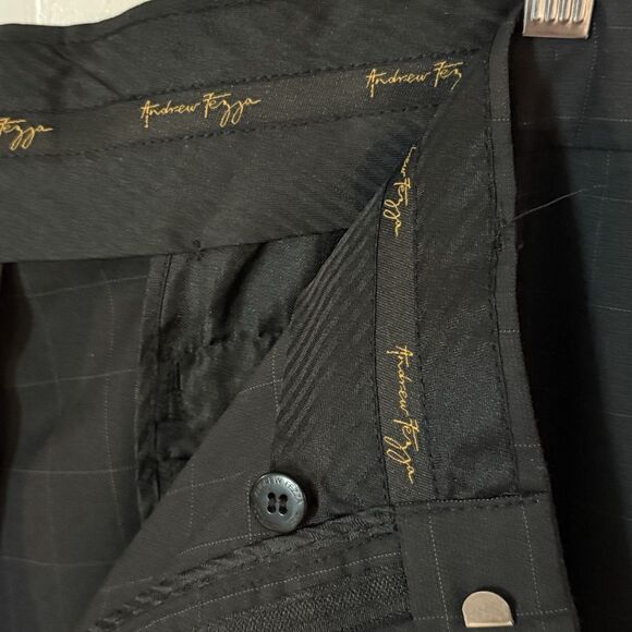 Andrew Fezza Men's 40x32 Plaid Black Straight Leg Slacks Dress Pants - Picture 11 of 16